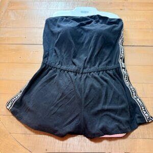 Michael Kors Black Strapless Romper Logo Tape Trim Women’s Size Large